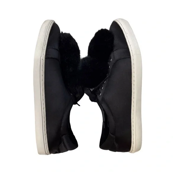 J/Slides NYC Alpha Satin Pom Poms Sneaker Black Lace Up Size 8.5 Platform - Picture 8 of 11